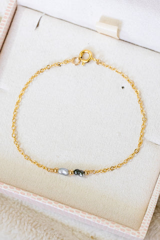 In-Line Mini Light & Dark Keshi Tahitian Pearl & Bead Bracelet