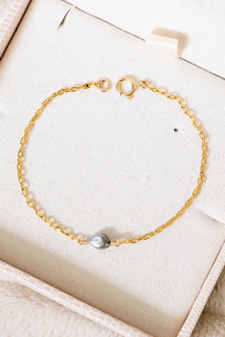 Silver Keshi Tahitian Pearl Edgy Plain Bracelet