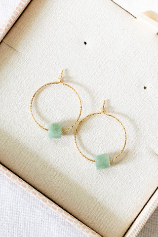 Mini Cylinder Jade 20mm Twisted Hoops