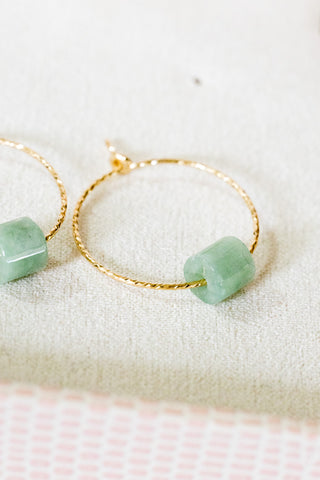 Mini Cylinder Jade 20mm Twisted Hoops