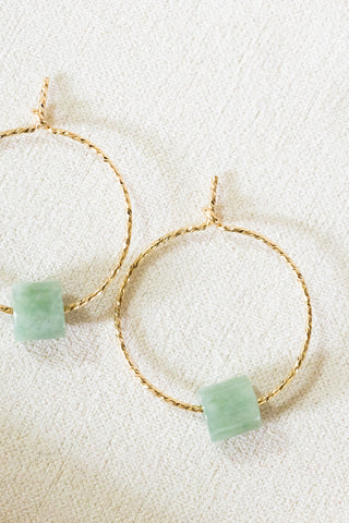 Mini Cylinder Jade 20mm Twisted Hoops