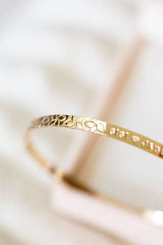 Plumeria Custom Stamped Bangle Band