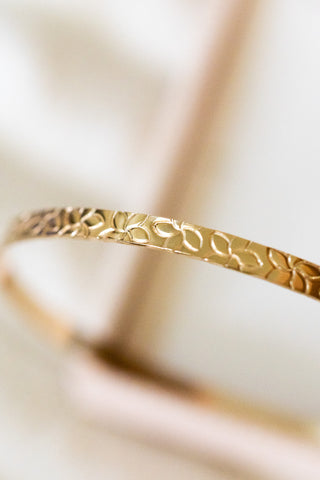 Plumeria Custom Stamped Bangle Band