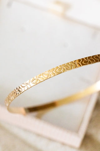 Plumeria Custom Stamped Bangle Band
