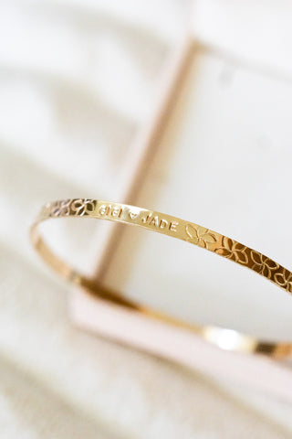 Plumeria Custom Stamped Bangle Band