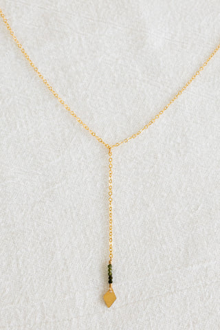 Green Tourmaline Diamond Lariat Necklace