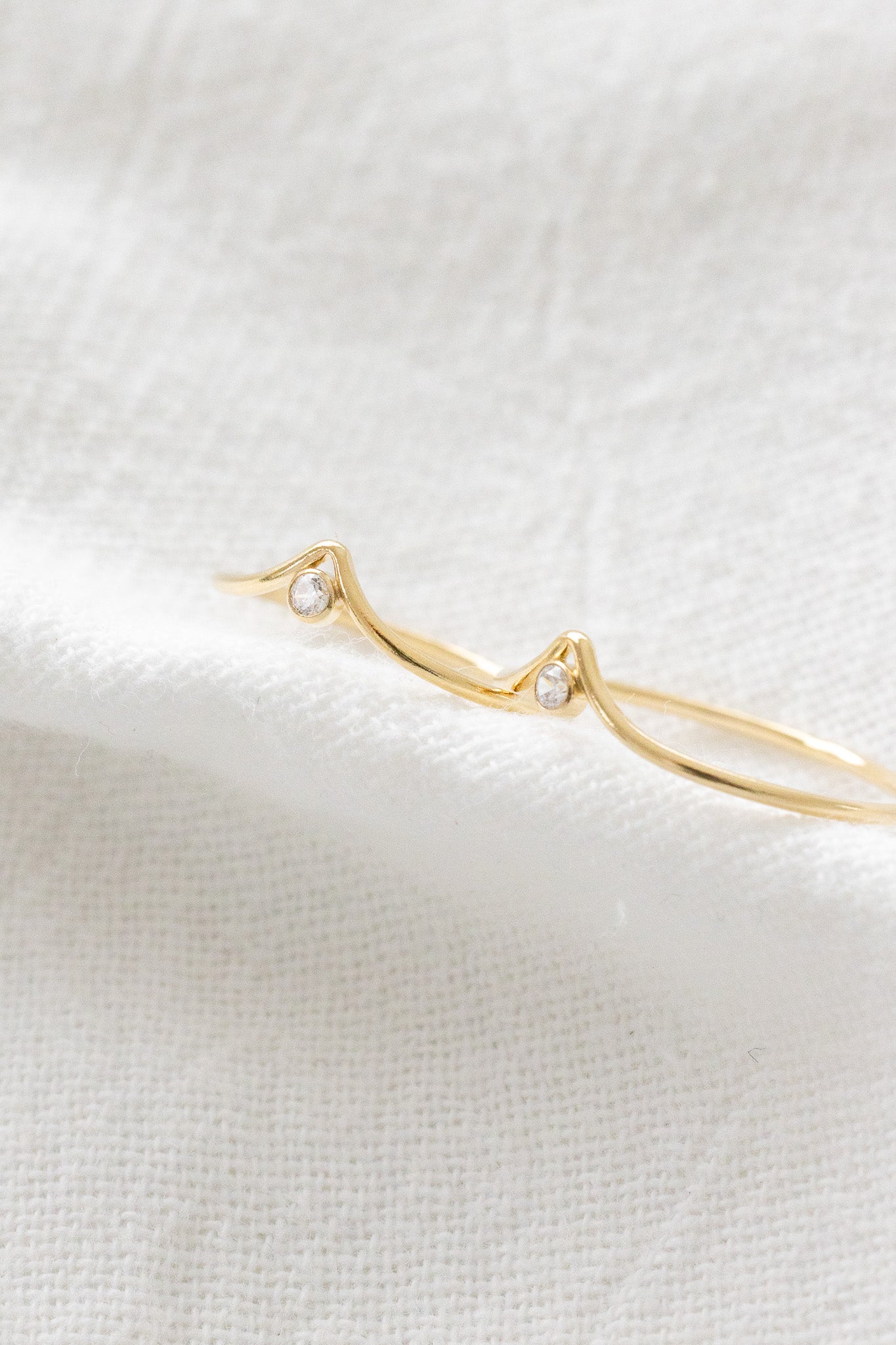 High Polish 10k Gold Chevron Ring With CZ Stones For Women – Sizes 4-12, Handmade In USA