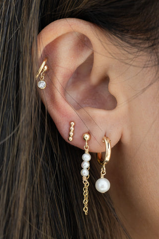 Pearl Chain Loop Earrings