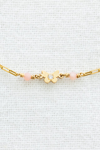 Pink Opal CZ Butterfly Large Cherish Bracelet