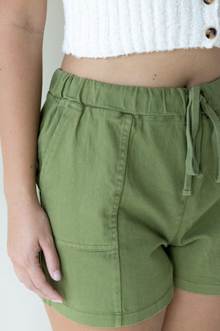 Green Patch Pocket Shorts