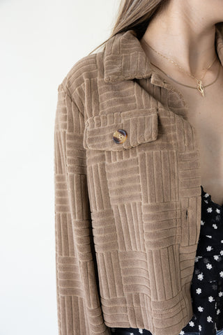 Brown Block Striped Corduroy Jacket
