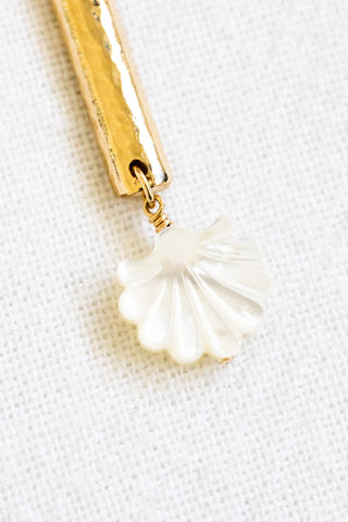 MOP Fan Flower Bar Necklace