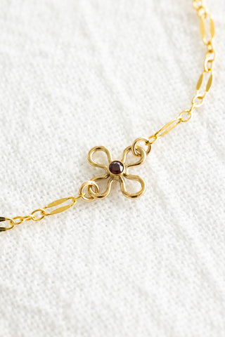 CZ Garnet Flower Princess Bracelet