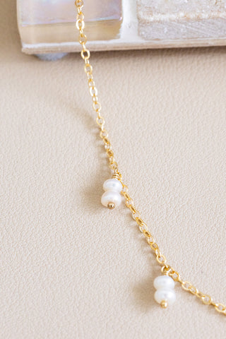 Mini Button Pearl Starfish Charm Necklace