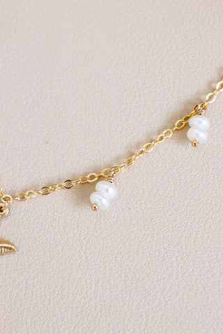 Mini Button Pearl Starfish Charm Necklace