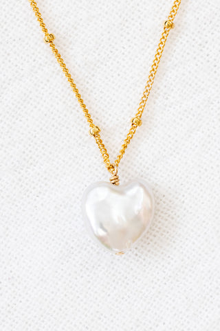 Heart Pearl Boxy Beam Necklace