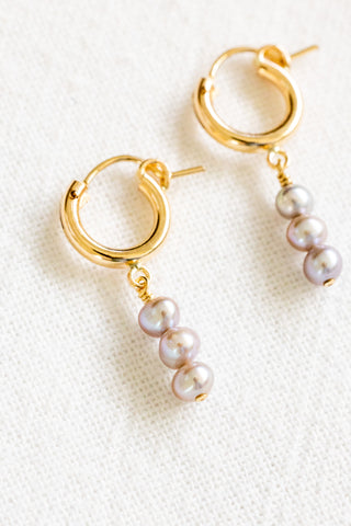 Silver Pearl Baby Hoops