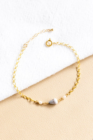 Mini Pearl & Brown Spotted Indigo Dwarf Cone Eliza Bracelet