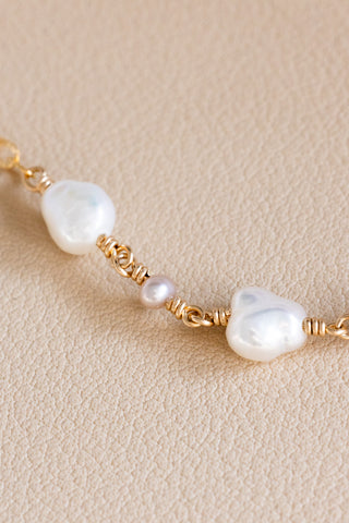 Keshi & Mini Silver Pearl Textured Necklace