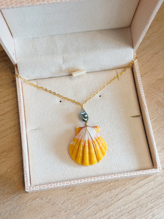 Large Keshi Tahitian Pearl & Bead Sunrise Shell Necklace