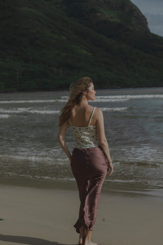 Mauve Satin Maxi Skirt