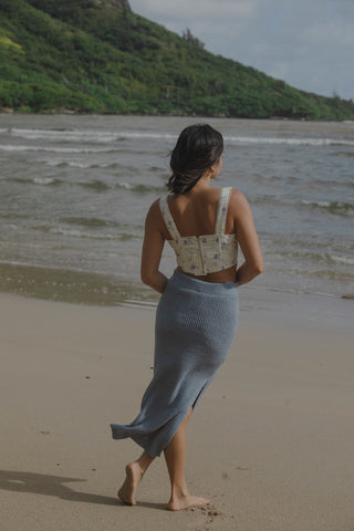 White/Blue Vintage Floral Tank Top