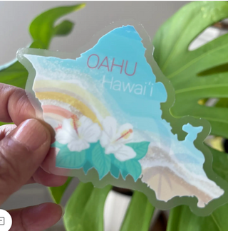 Oahu Beach Map Clear Sticker