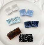 Mini Square Hair Clip (Blue/White Assorted)